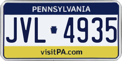 PA license plate JVL4935