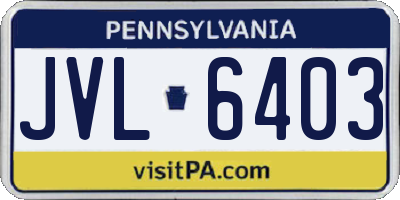 PA license plate JVL6403