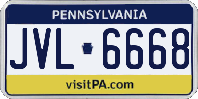 PA license plate JVL6668