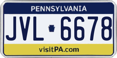 PA license plate JVL6678