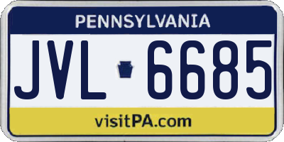 PA license plate JVL6685