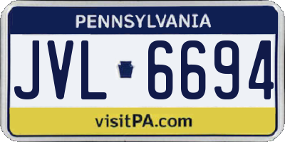 PA license plate JVL6694