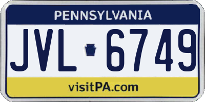 PA license plate JVL6749