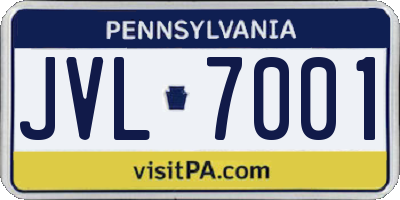PA license plate JVL7001