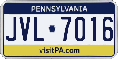 PA license plate JVL7016