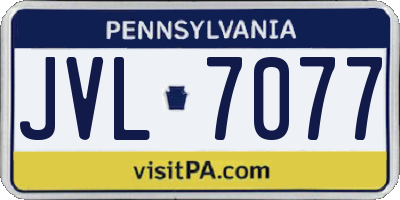 PA license plate JVL7077