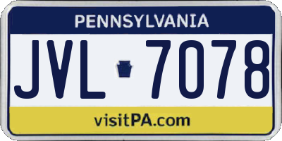PA license plate JVL7078