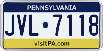 PA license plate JVL7118
