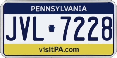 PA license plate JVL7228