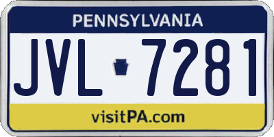 PA license plate JVL7281