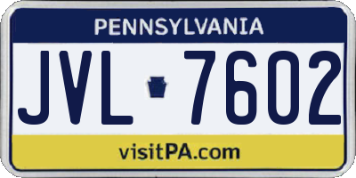 PA license plate JVL7602