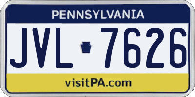 PA license plate JVL7626