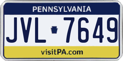 PA license plate JVL7649