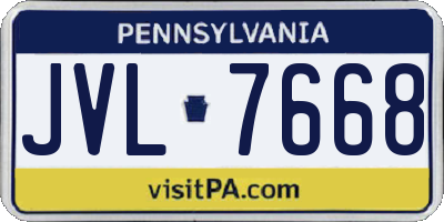 PA license plate JVL7668
