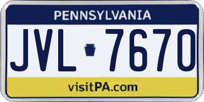 PA license plate JVL7670