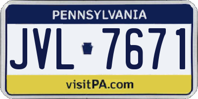 PA license plate JVL7671