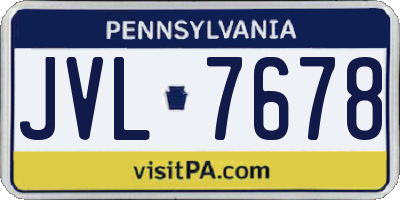 PA license plate JVL7678