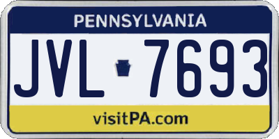 PA license plate JVL7693