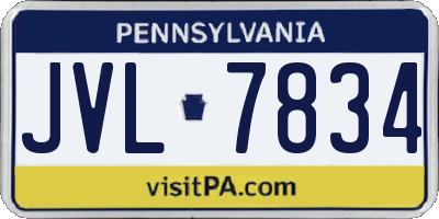PA license plate JVL7834