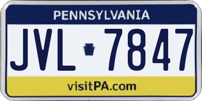 PA license plate JVL7847