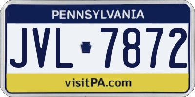 PA license plate JVL7872