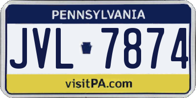 PA license plate JVL7874