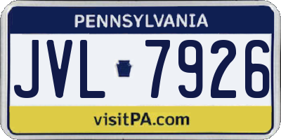 PA license plate JVL7926
