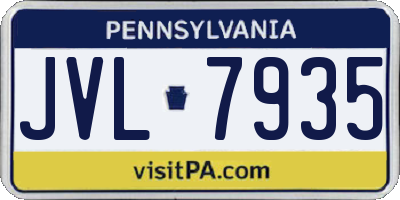 PA license plate JVL7935