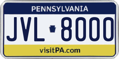 PA license plate JVL8000