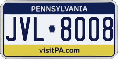 PA license plate JVL8008