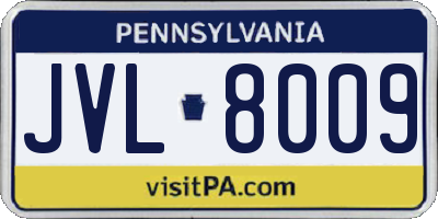 PA license plate JVL8009