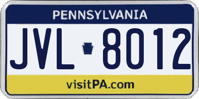 PA license plate JVL8012