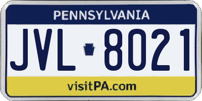 PA license plate JVL8021