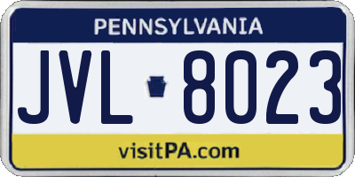 PA license plate JVL8023