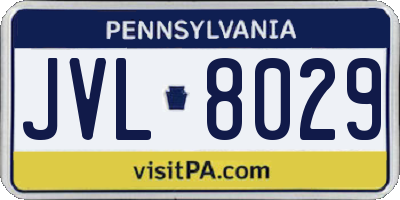 PA license plate JVL8029