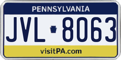 PA license plate JVL8063