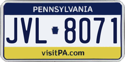 PA license plate JVL8071