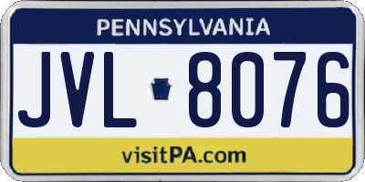 PA license plate JVL8076