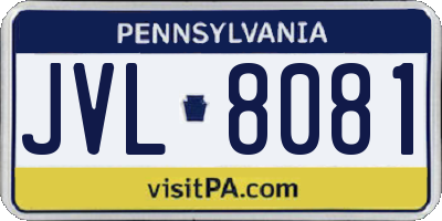 PA license plate JVL8081