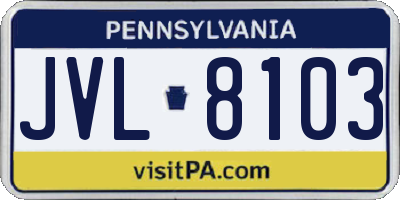 PA license plate JVL8103