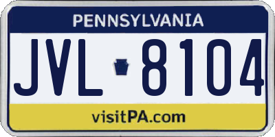 PA license plate JVL8104