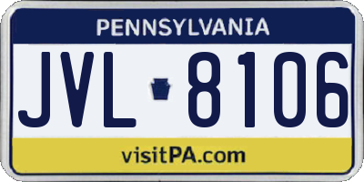 PA license plate JVL8106
