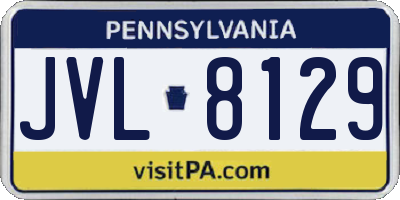 PA license plate JVL8129