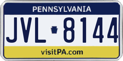 PA license plate JVL8144