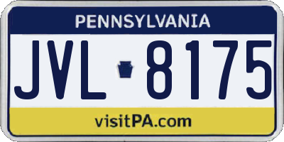 PA license plate JVL8175