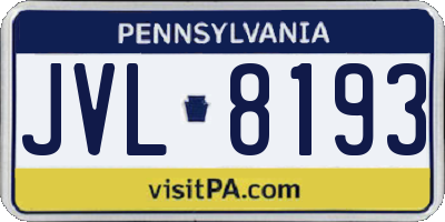 PA license plate JVL8193