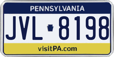 PA license plate JVL8198