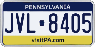 PA license plate JVL8405