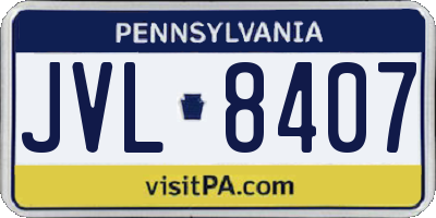 PA license plate JVL8407