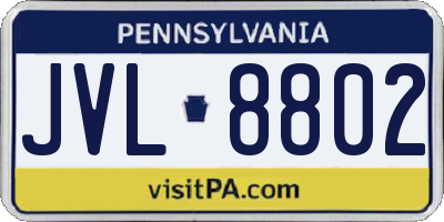 PA license plate JVL8802